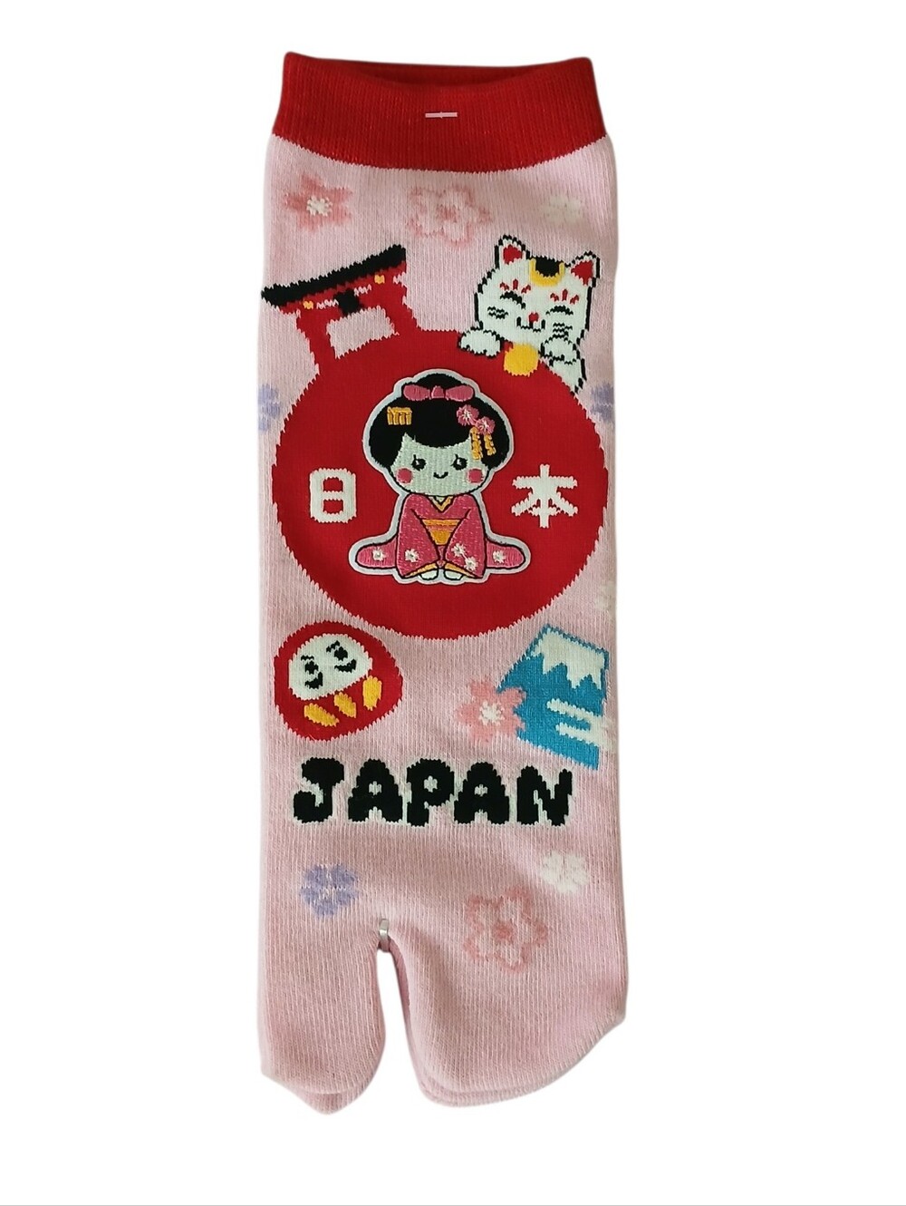 NEW Japanese Embroidered Split Toe Tabi Socks Maiko Cat Pink